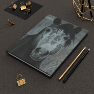 Charcoal Horse Drawing Cover Design, Unique Journal with Artwork Cover, Hardcover Matte